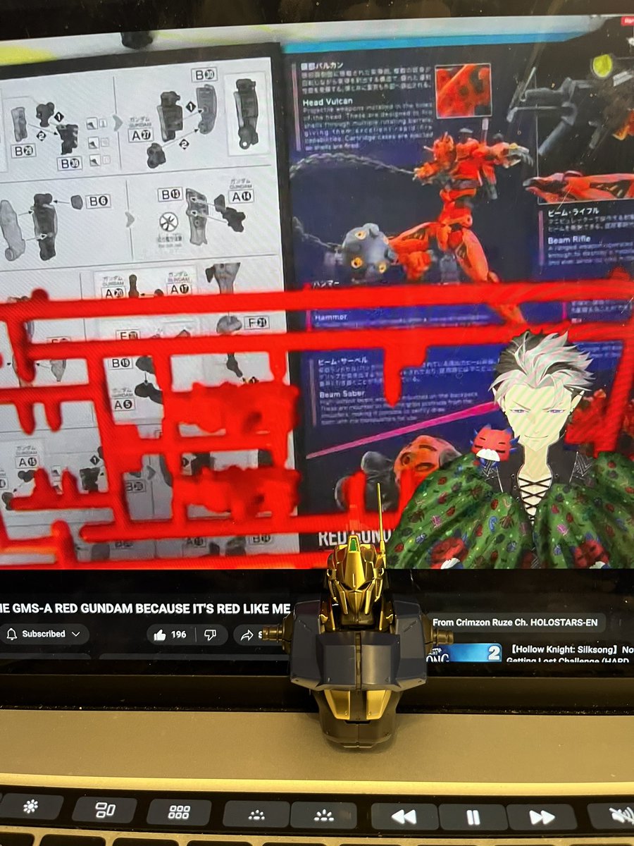 Had to end before Ruze did, but here’s how far I got in my gunpla. The MG Hyaku Shiki from Zeta Gundam. It was fun building it while watching you. I’ll probably watch the rest of the vod while building the rest of this. #crimzonline