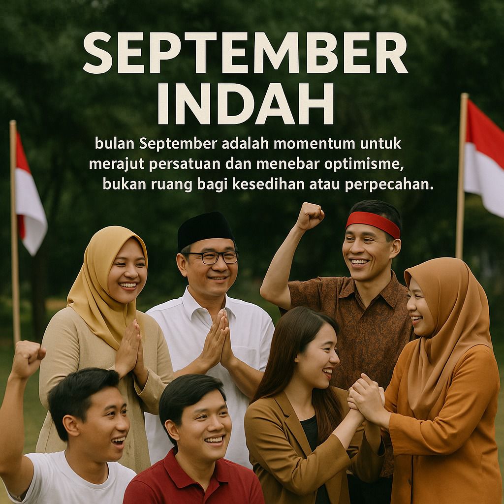 dedandriant's tweet photo. Bulan September adalah bulan yang penuh momentum untuk merajut nilai persatuan dan menebar optimisme, bukan untuk ruang bagi kesedihan atau perpecahan. September Indah https://t.co/adbEUkjIlk