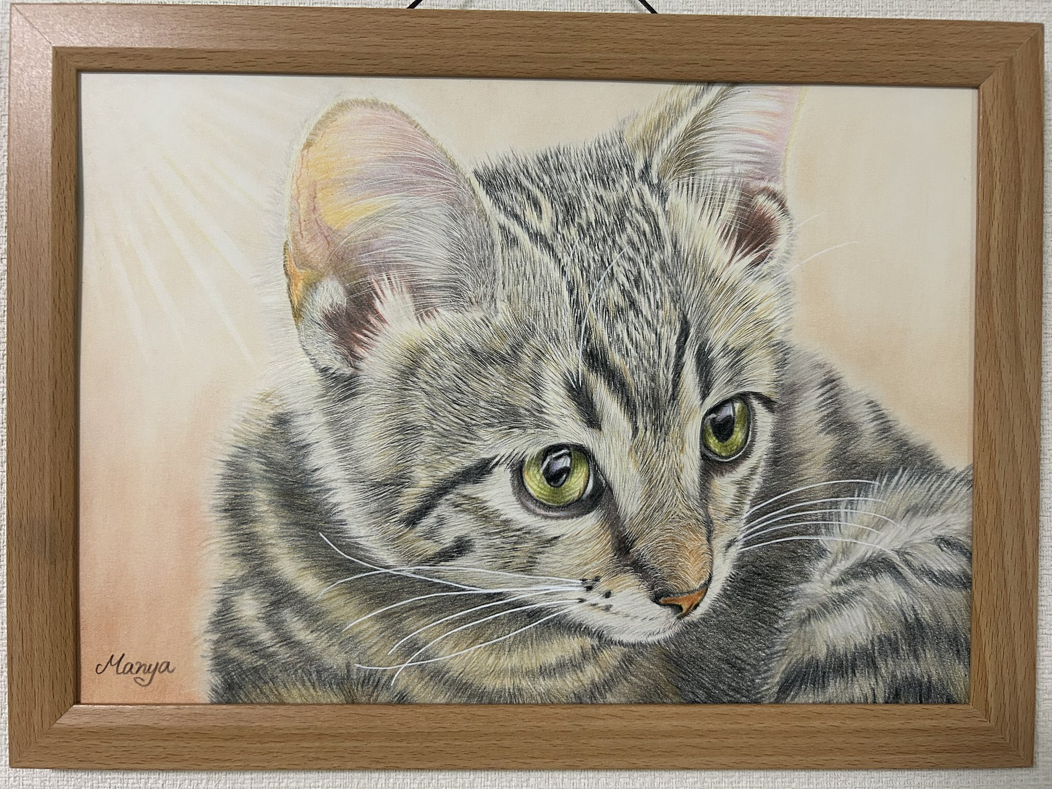 油絵　マミ　幸せを呼ぶピンク色の猫 油絵 マミ様専用 幸せを呼ぶピンク色の猫