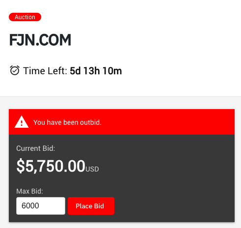 DavidSustiel's tweet photo. FJN .com sold for $240,000 last month as reported on @NameBio and now it's back as a private auction on DC? 🧐 https://t.co/RshM88RtUb
