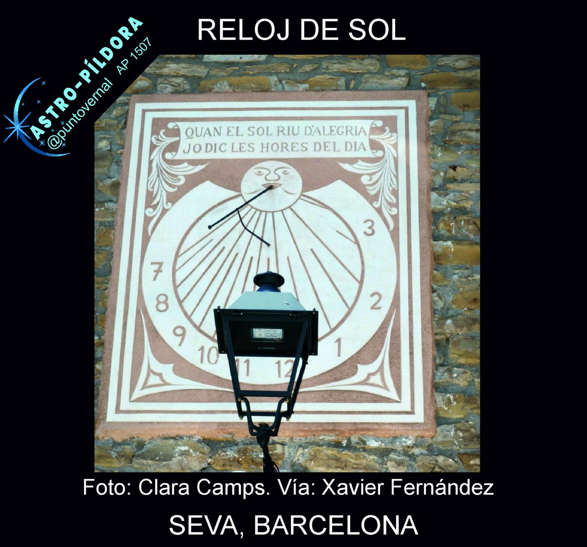 Reloj esgrafiado, orientado al S-E, en la C/ Rocada, 12. Seva es un municipio de 3700 habitantes cuya historia data del siglo X