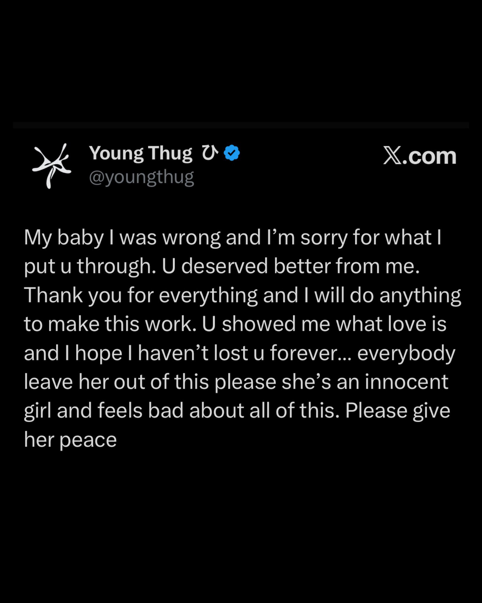 Kurrco on X: "Young Thug apologizes to Mariah the Scientist while urging  people to give her peace: "I hope I haven't lost u forever..."  https://t.co/ug9nrjOybI" / X