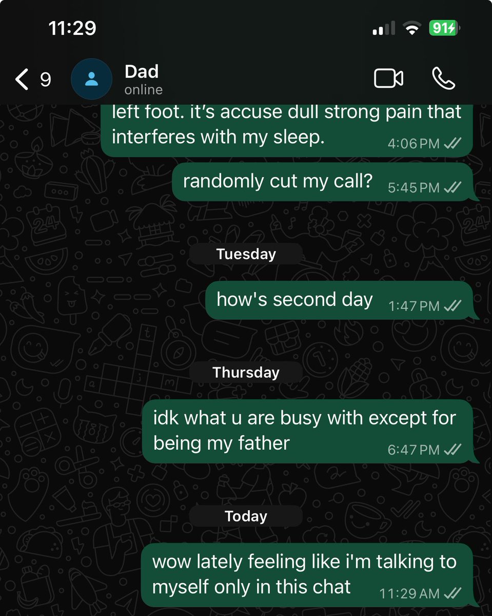 yall keep asking me why i don't post text screenshots with my dad anymore