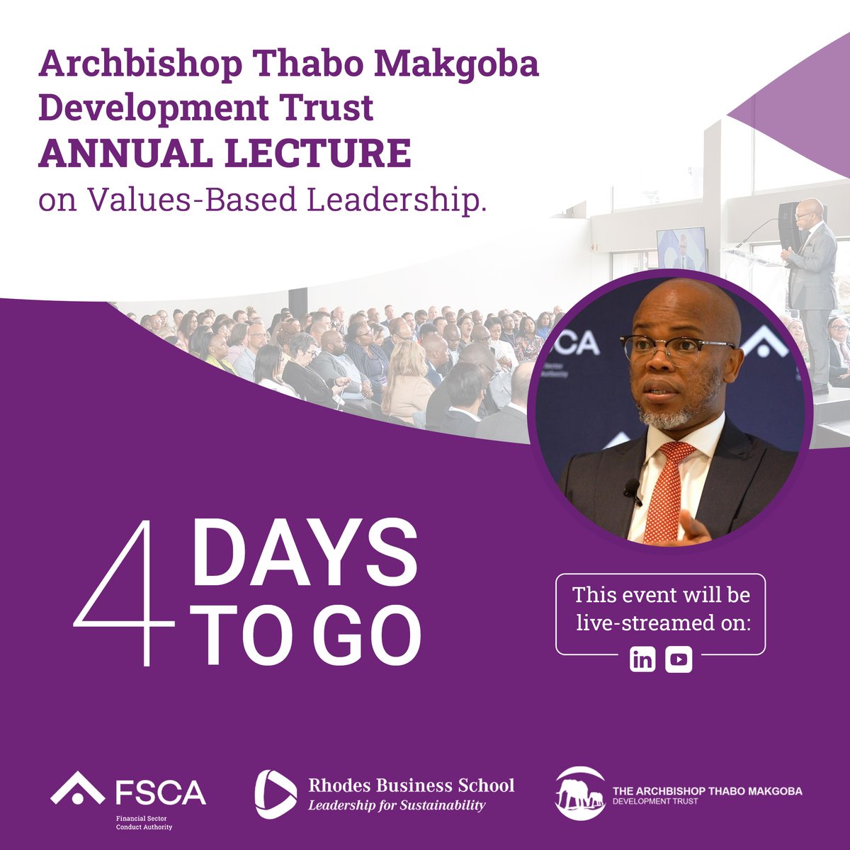 fscasouthafrica's tweet image. The countdown continues! In four days, we&apos;ll be celebrating the 25th anniversary of the @RhodesBusiness School with the 11th Annual @ArchTrust Lecture.

#FSCATalks #ValuesBasedLeadership #EthicalLeadership #RhodesUniversity #ArchbishopThaboMakgobaTrust