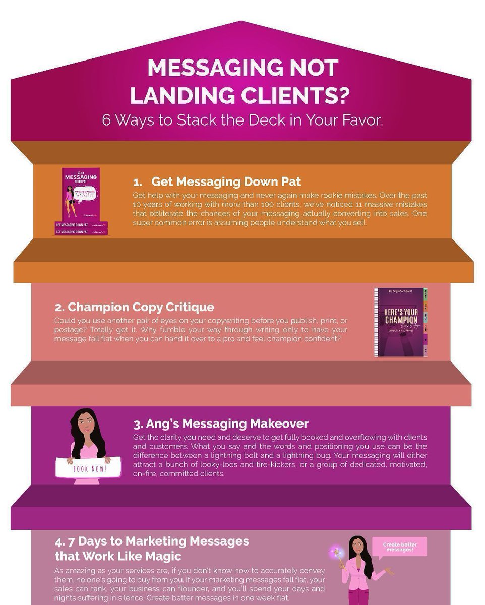 Is your messaging not landing clients? ☹️  Here’s 6 ways to stack the deck in your favor. 🙌 Let’s fix your messaging, together! 🤝 #messaging #copywriting buff.ly/3SXlXAq