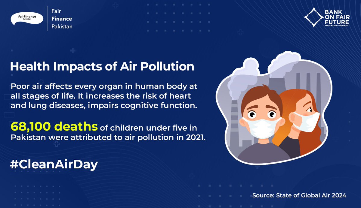 fair_pakistan's tweet photo. #Pollution is the #1 greatest external threat to public health in Pakistan. Article 9A of the Constitution of Pakistan guarantees every citizen the right to a clean, healthy, and sustainable environment.
#CleanAirDay 

@AseefaBZ @BBhuttoZardari @SenatorSaleem @sherryrehman https://t.co/KffWQmh2Pt