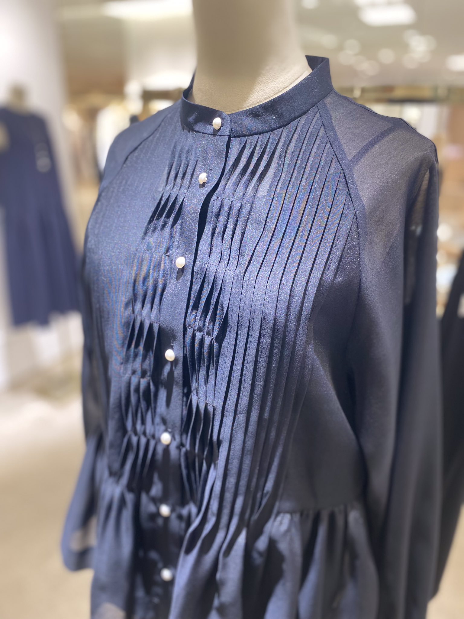 極美品 M-PREMIER パフスリーブ カットソー ブラウス エムプルミエ RECOMMEND ITEM / シアー感のあるフラワージャガード素材が