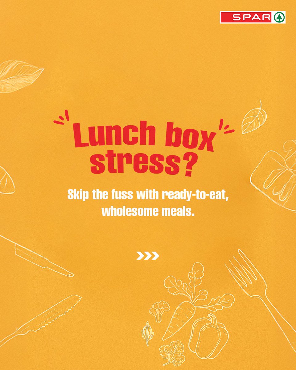SparIndiaHyper's tweet image. Tired of the daily what to pack dilemma?🥴
We’ve got quick, tasty, and kid-approved lunch options that make mornings easier and lunchboxes happier. Find your fuss-free favourites now, at SPAR.

#LunchBoxIdeas #KidApproved #LunchBoxFavs #ReadyToEat #FussFree #ShopAtSPAR #SPARIndia