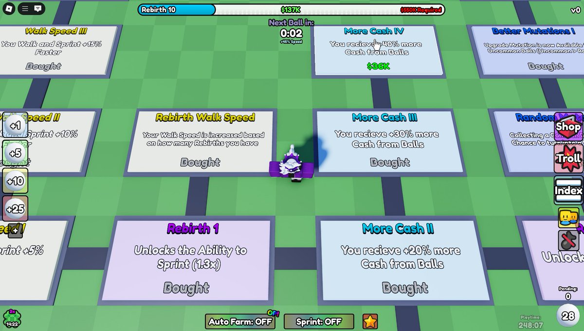 idle_developer's tweet image. Upgrade tree in Chaotic Ball Simulator