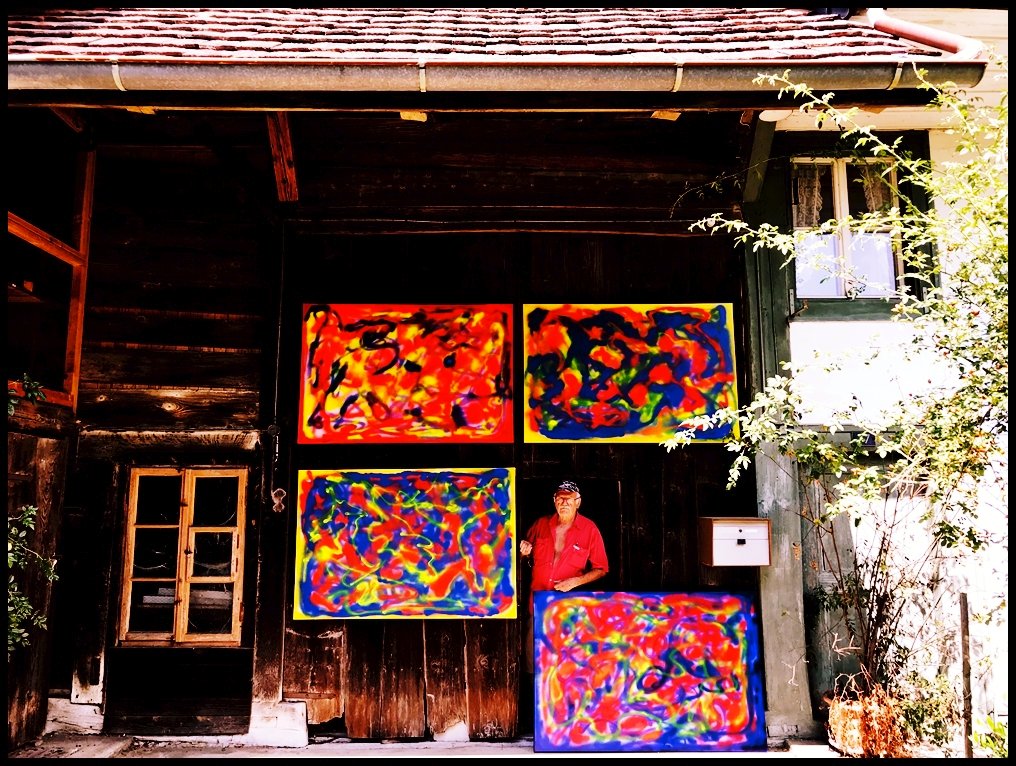 Pedro Meier »Smoke On The Water«, Öl, 2018, 4 Bilder, Tennstor, Scheune, Atelierhaus, Bauernhaus, Südseite, Niederbipp Jurasüdfuss, Artwork by Pedro Meier Multimedia Artist – de.wikipedia.org/wiki/Pedro_Mei…–  literaturport.de/lexikon/pedro-… - pedro-meier-artist.ch - archive.org/details/pedro-…