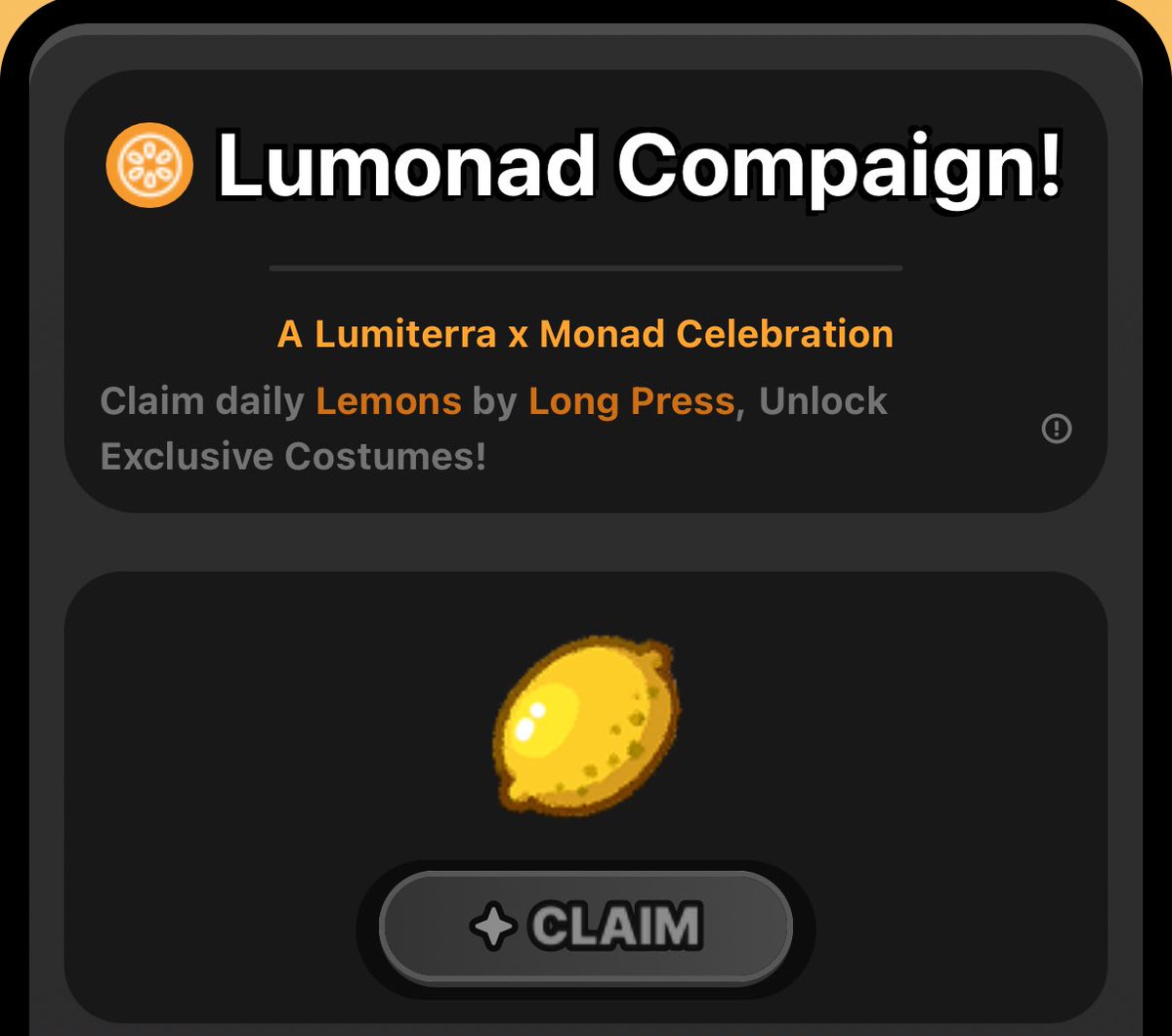 Mirkusssss's tweet image. Glumi and Gmonad
Everyone 🍋
Don’t forget to claim daily lemons in @LumiterraGame 💛
@monad