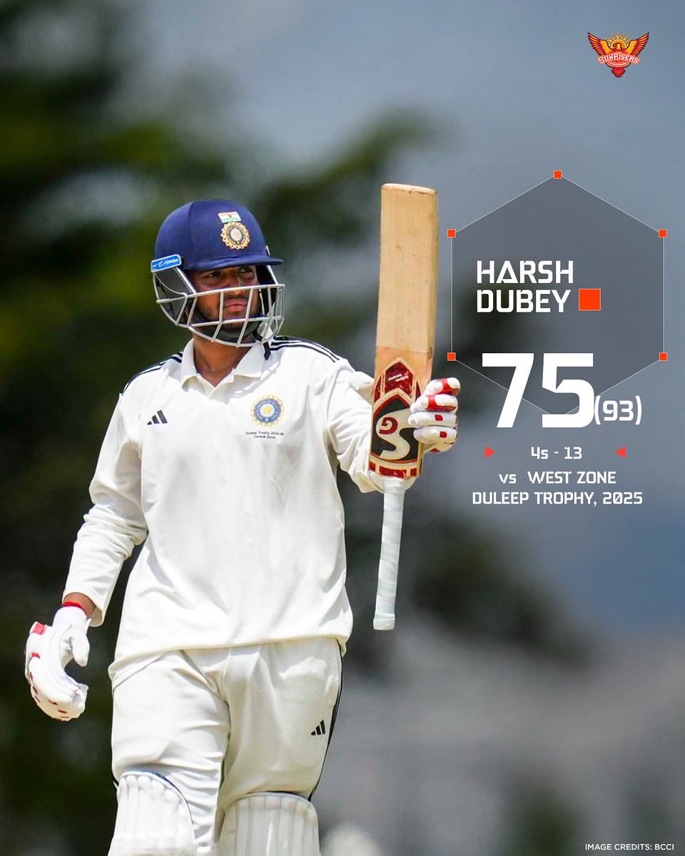 SunRisers's tweet photo. India A call up ✅
A brilliant knock in the Duleep Trophy ✅

A perfect Saturday for Harsh, by all means 💯

Harsh Dubey | #PlayWithFire https://t.co/FCChDkvtSu