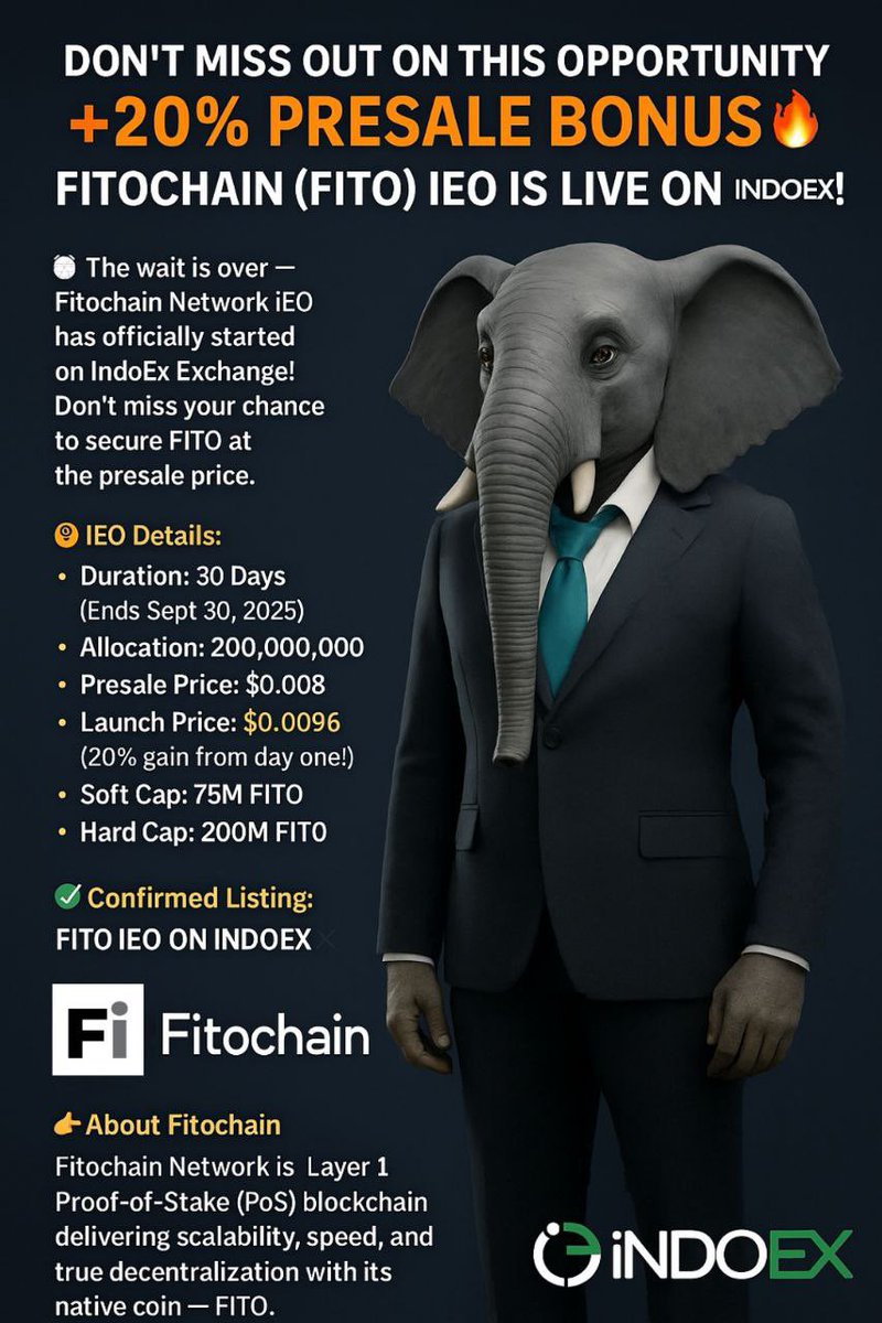 dweb3ghost's tweet photo. A Beautiful Sunday Morning with @fitochain. A new week incoming, another day to remind you to get in the ongoing Presale on @Indoex_LTD .
All info about FITO is clear, Transparency at its peak .
The future of entrepreneurship begins here.
#presale #Blockchain #Fito #Fitochain https://t.co/FoA458ptHY
