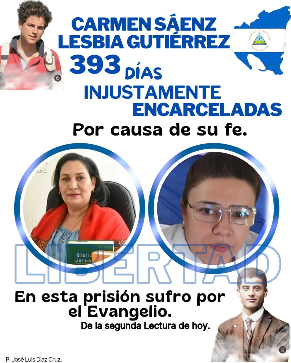 A San Carlo Acutis y a Pier Giorgio, encomendamos con fe y esperanza la libertad de Carmencita, Lesbia y de todos nuestros hermanos y hermanas que sufren injustamente en la cárcel.