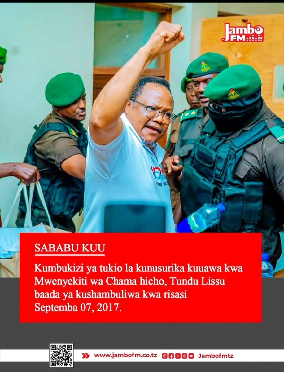 Kwa kuwa hawakukuua kwa RISASI, hata hili kusudi lao la kutaka kukuua kwa kukubambikiza kesi ya UONGO ambayo hukumu yake ni kunyongwa mpaka kufa haitafanikiwa.
Hatujarudi nyuma, ujasiri wako unatupa sababu ya kuzidi kupambana pasipo kukata tamaa.
#NoReformNoElection