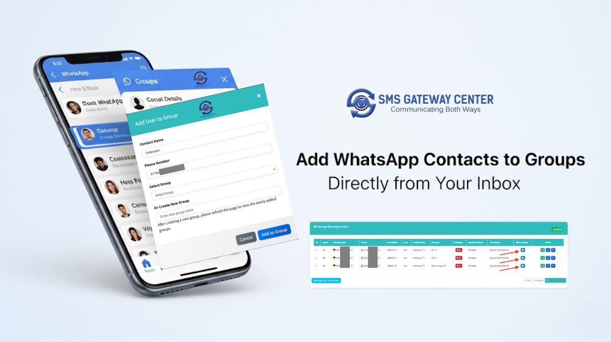SMSGatewayIndia's tweet image. 🚀 NEW: Add WhatsApp contacts to groups directly from your inbox! 

Streamline your marketing workflow with one-click group management. No more manual contact copying - just click, select, and organize! 

smsgatewaycenter.com/blog/whatsapp-…

#WhatsAppMarketing #ContactManagement