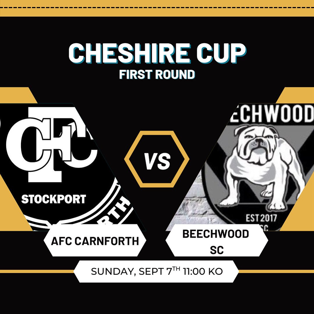 Today we take on <a href="/BeechwoodSC/">Beechwood SC</a> in the first round of the Cheshire Cup!

Come down and support the lads 🖤🤍🖤🤍
🏡 Norbreck Ave, SK8 2ET