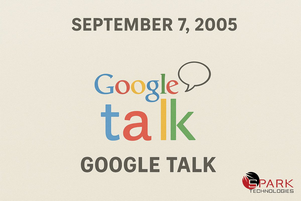 SparkTechLLC_MA's tweet image. On This Day - September 7, 2005: Google launched Google Talk, paving the way for future communication tools with an early instant messaging service! 🚀💬 

#TechHistory #GoogleTalk #sparktechllc
#onthisday #instantmessaging #techmilestone #digitalcommunication
