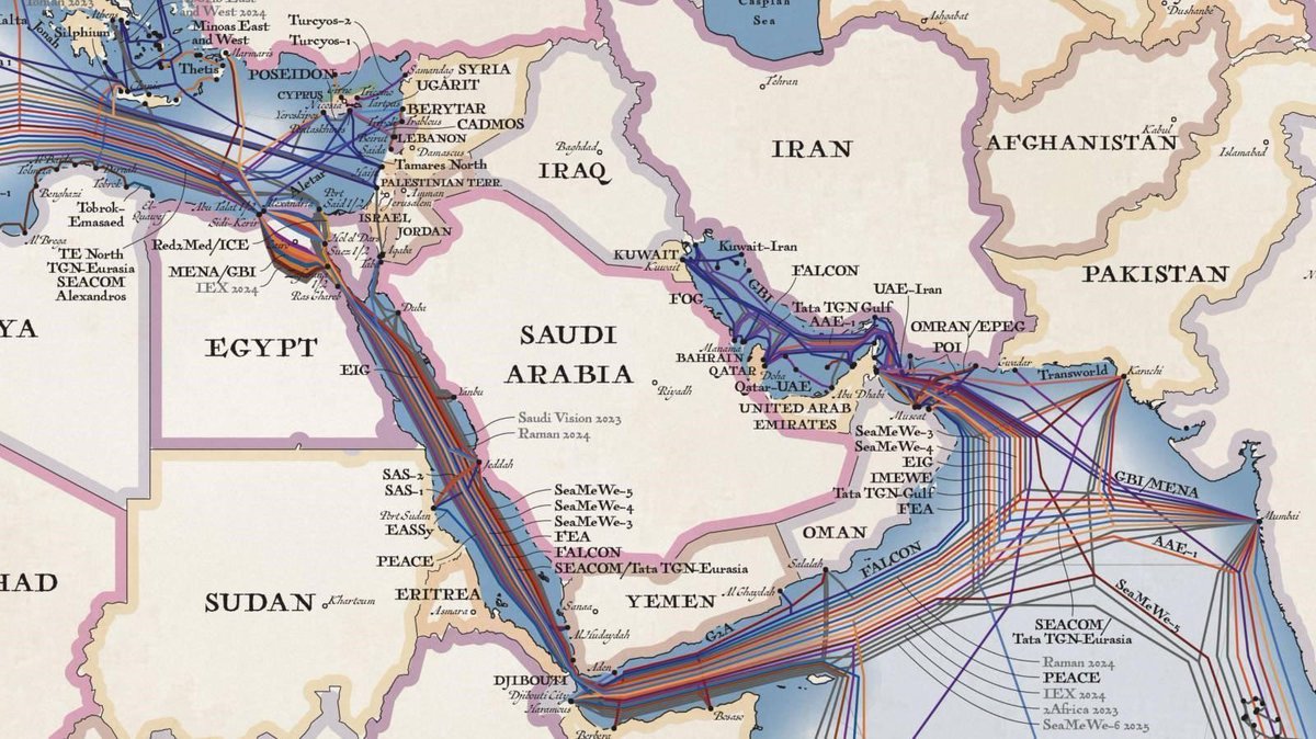 doyaksec's tweet image. #Terrorism.Undersea #cables in the #RedSea linked to the #internet have cut off access in parts of #Asia and the #MiddleEast.The matter is under #wraps.The 70% of internet traffic between Asia/#Europe passes through the RedSea.The main #weapons available to unsuspecting nations.