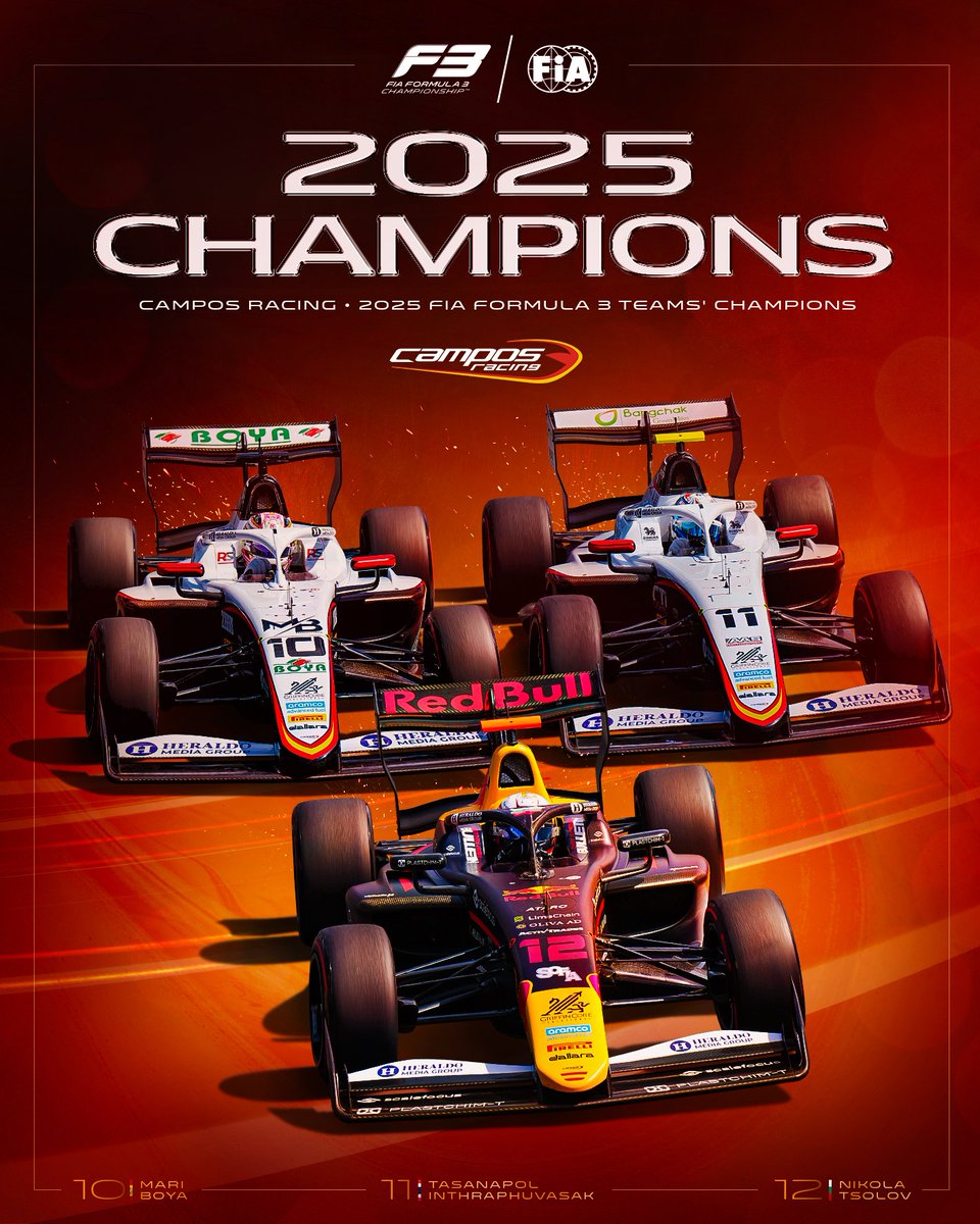 🚨 OFICIAL: ¡Campos se hace con su primer campeonato de Fórmula 3 de su historia!

🇪🇸 ORGULLO.

#F3