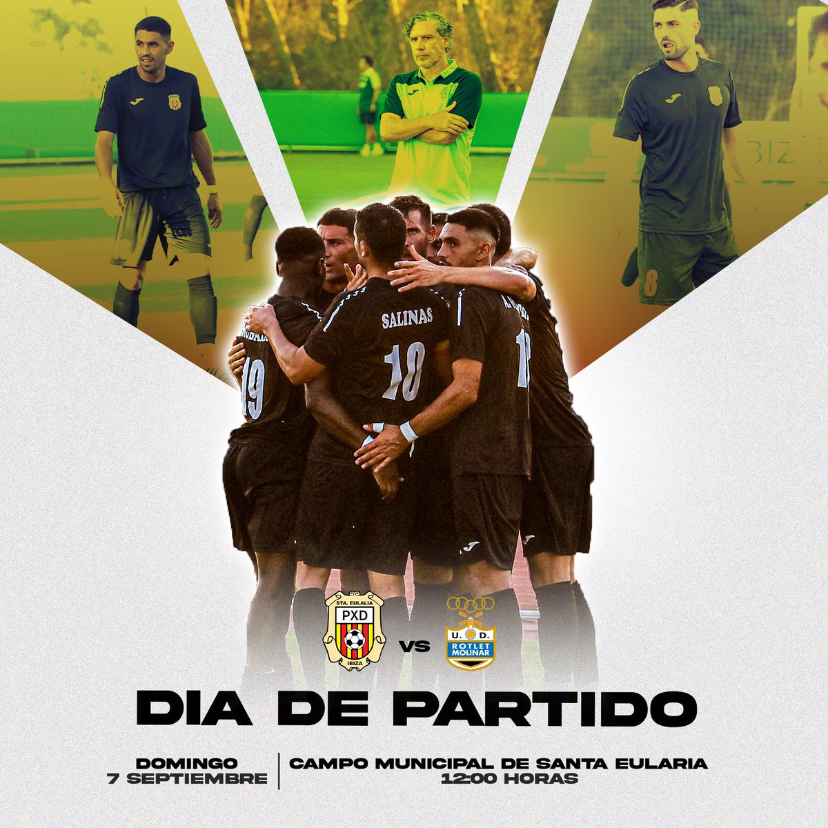 ⚽️ ¡Empieza la liga! ¡Vuelve la competición al Municipal! Vamos a por la primera jornada. 

🤍𝐃𝐈𝐀 𝐃𝐄 𝐏𝐀𝐑𝐓𝐈𝐃𝐎⚽️

⚔️ Jornada 1️⃣
⏰ 𝟭𝟮:𝟬𝟬
🏟️ 𝗠𝘂𝗻𝗶𝗰𝗶𝗽𝗮𝗹 𝗱𝗲 𝗦𝗮𝗻𝘁𝗮 𝗘𝘂𝗹𝗮𝗿𝗶𝗮

#endavantpenya 🤍
#PenyaMolinar
#scrpenyadeportiva
#volveremosjuntos