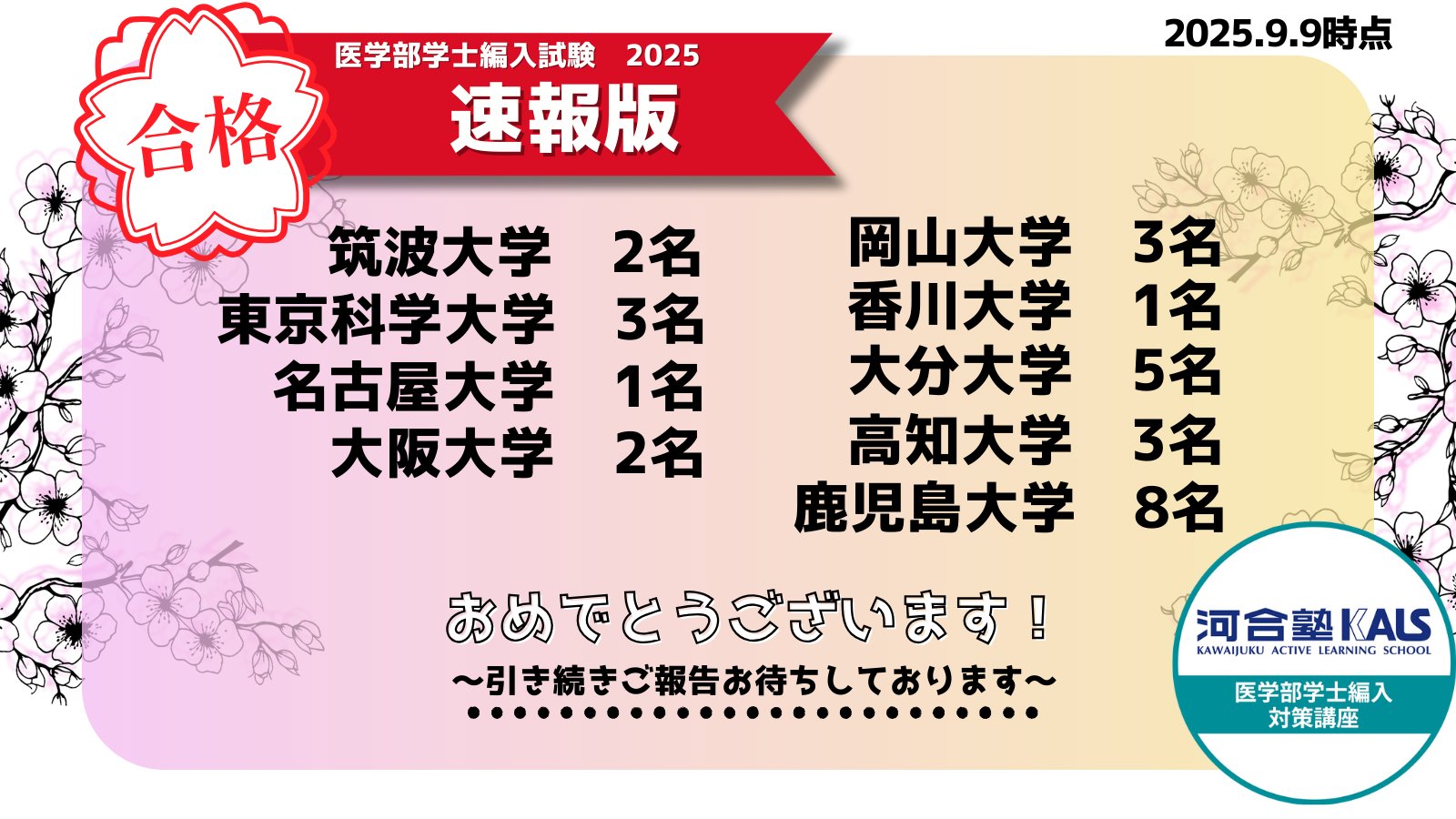 公式】河合塾KALS 医学部学士編入 対策講座 on X: 