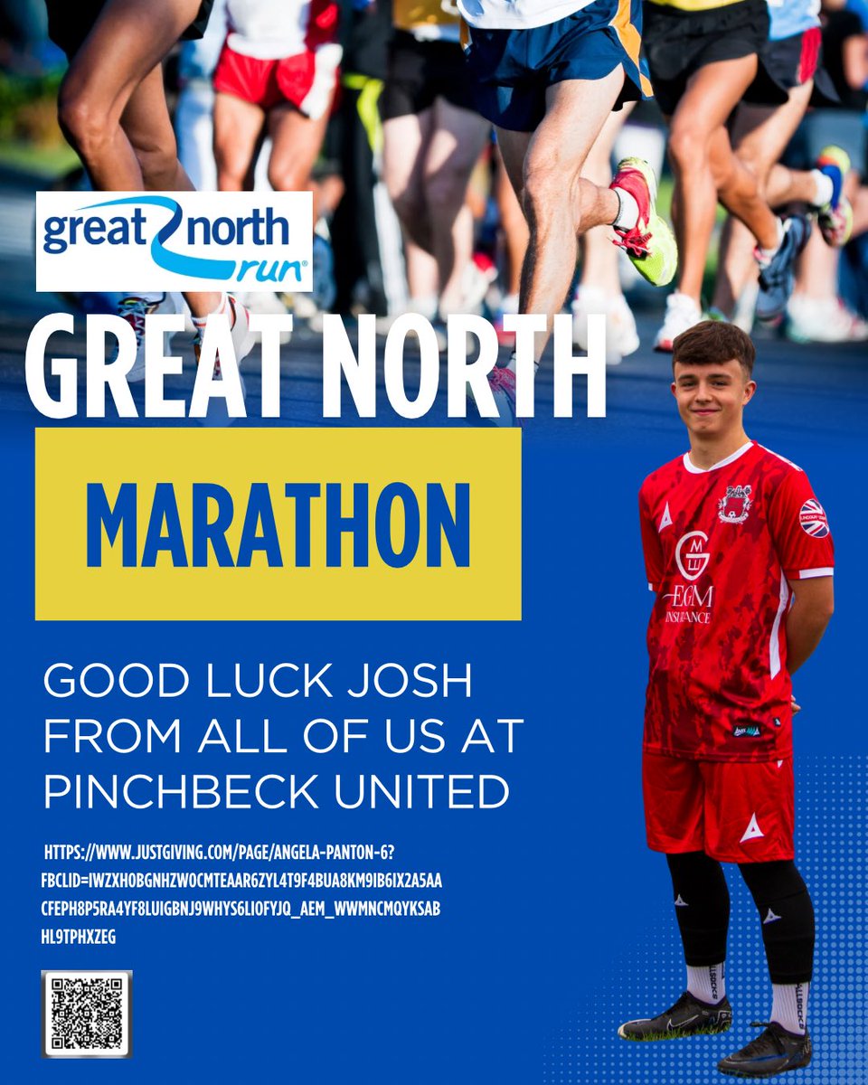 PinchbeckUnited's tweet photo. “Everyone at Pinchbeck United would like to wish Knights player Josh Panton the very best of luck today as he takes on the Great North Run! 🏃‍♂️⚔️”

Just give page ➡️
https://t.co/wHowY4uZut https://t.co/Mte7m0LXjj