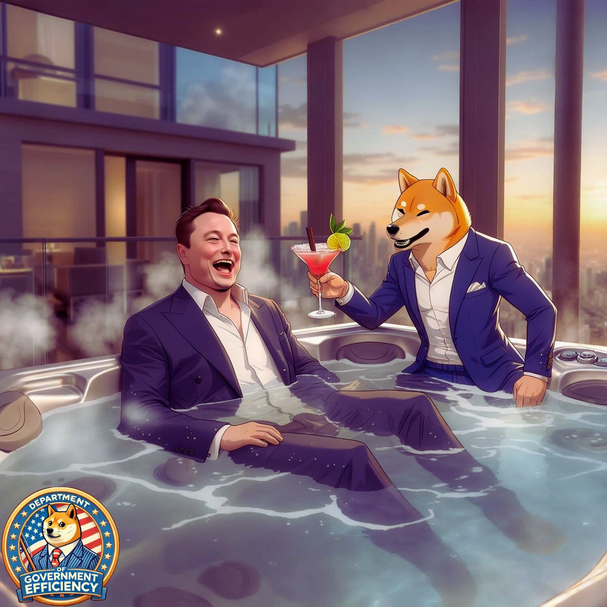 When $DOGE moons, suits become swimwear 🐕💦🚀