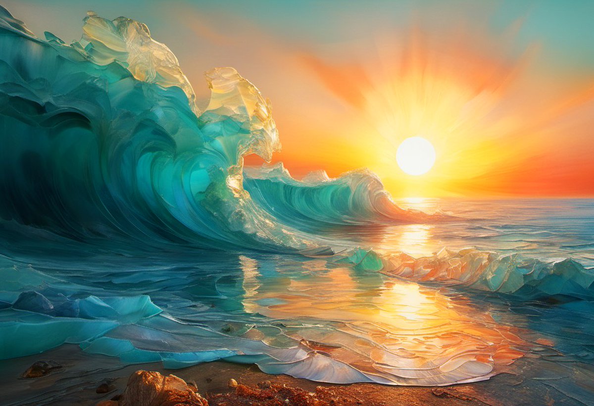 andy_corah's tweet photo. Good morning, my friends. ☕️🌄

Ocean's Glass Sculpture 🌊💎 The sea exhales a turquoise jewel, a powerful, cold sculpture born from the dawn's light. #AIart #OceanWave https://t.co/1bUlQOzmYg