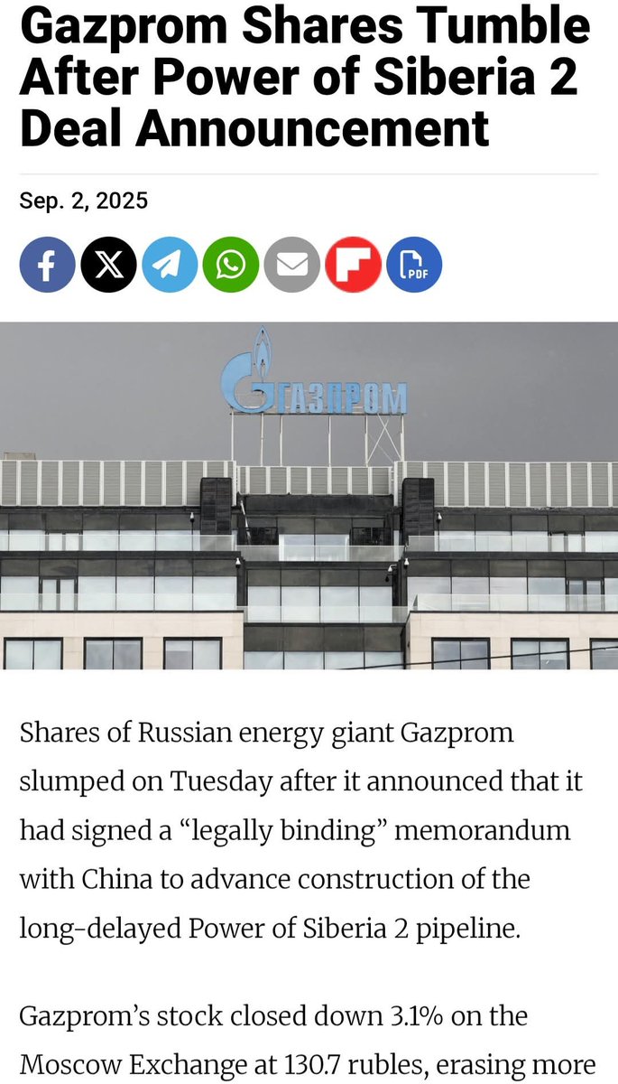 Өнгөрсөн мягмар гаригт Бээжин хотод болсон БНХАУ-ын Засгийн газар, ОХУ-ын Засгийн газар хоорондын дээд түвшний уулзалтын явцад 20 гэрээ, хэлэлцээр, санамж бичигт гарын үсэг зурсан юм. 
✅Эдгээрийн нэг нь Хятадын CNPC, ОХУ-ын Газпром компанийн хооронд шатдаг хий дамжуулах "Сила