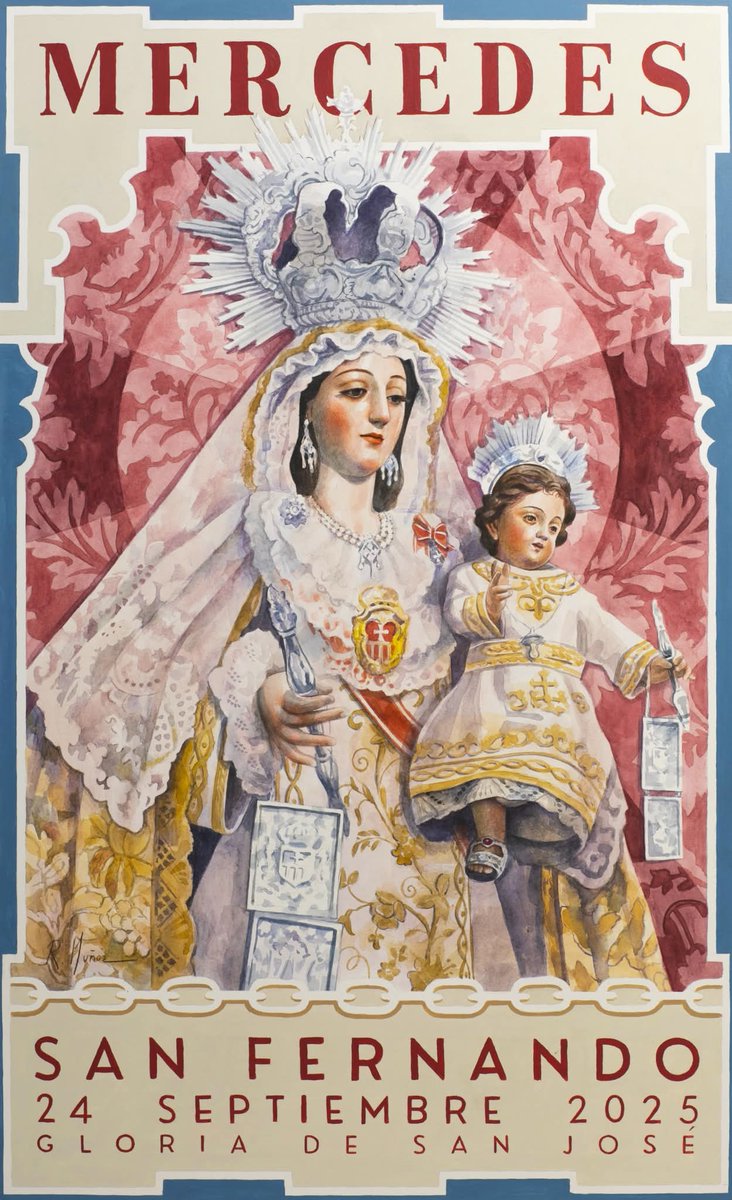 Cartel de la Salida Procesional de Ntra. Sra. de las Mercedes del 24 de septiembre de 2025. Obra de Rafael Muñoz Granados.