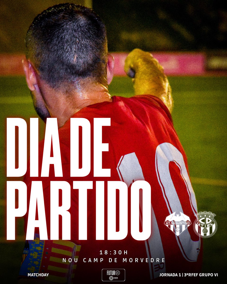 🔴⚔️ Matchday | J1
Atlético Saguntino 🆚 CD Utiel

📅 Hoy, 7 de septiembre
🕡 18:30h
🏟️ Nou Camp de Morvedre

#AtléticoSaguntino #SomosRomanos #3RFEF #SaguntinoUtiel