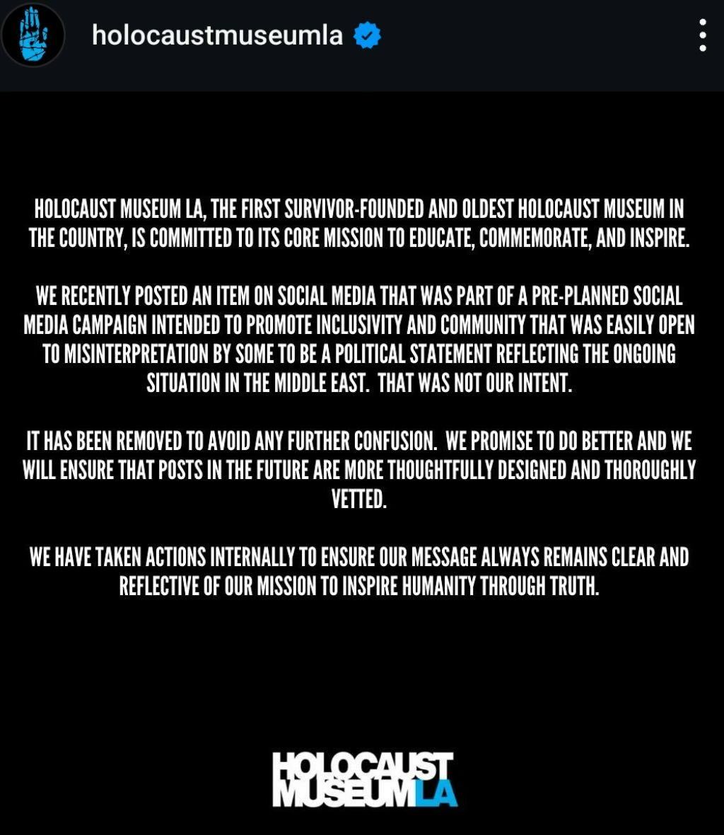Alonso Gurmendi (@alonso_gd) on Twitter photo It’s sad that <a href="/hmla1961/">Holocaust Museum LA</a> walked back on its statement that “Never Again Means Never Again For Anyone”. Apparently, this is no longer an uncontroversial belief. Because there’s enough people out there who sincerely believe it’s Never Again *Except Palestine* now It’s sad that <a href="/hmla1961/">Holocaust Museum LA</a> walked back on its statement that “Never Again Means Never Again For Anyone”. Apparently, this is no longer an uncontroversial belief. Because there’s enough people out there who sincerely believe it’s Never Again *Except Palestine* now
