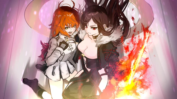 #女の子二人のイラストを貼る見た人もやる ORT戦の絵