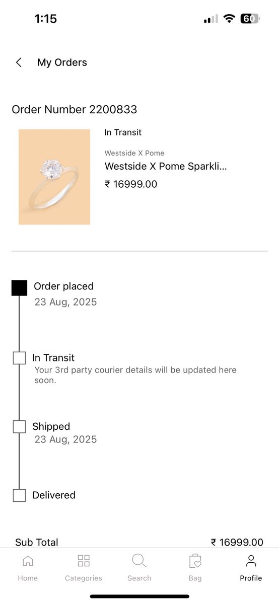jaygoyal9521's tweet photo. Ordered a product worth ₹16,999 from @westsidestores, on 23rd Aug (Order ID: 2200833). App promised delivery in 4–6 days, but till today (7th Sept) no update.
After multiple calls, I was told the order was cancelled — no mail, no SMS, no refund.
Extremely disappointing service. https://t.co/l8aQnnkPxU