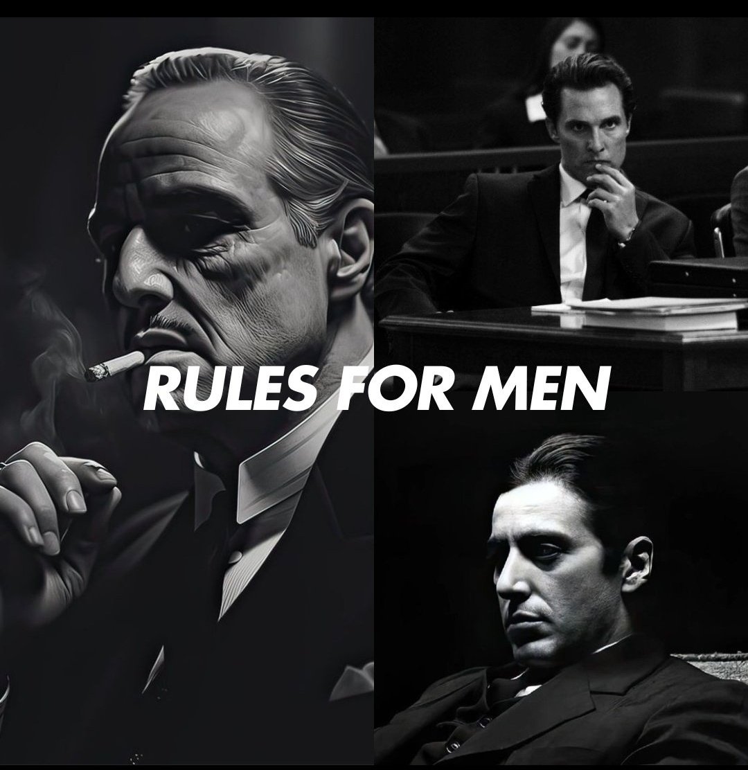 Thought_Scope's tweet image. 25 Rules For Men:

1. Never make fun of yourself or your faults to get a laugh.