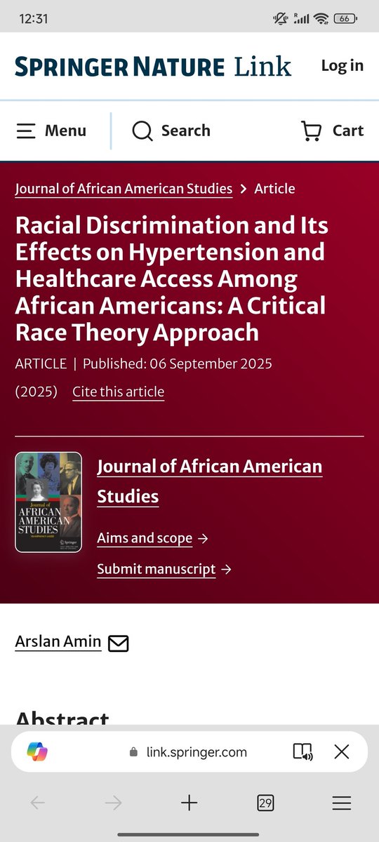 arslanamin13's tweet photo. Check out New publication
https://t.co/t6T2w0bqus
#RacialDiscrimination #CriticalRaceTheory #HealthEquity #Hypertension #ChronicStress #AfricanAmericanHealth #HealthcareAccess #PublicHealth #HealthImpact #ResearchForChange #SpringerPublication #viral #explore #foryoupage https://t.co/eeAAIUHDap