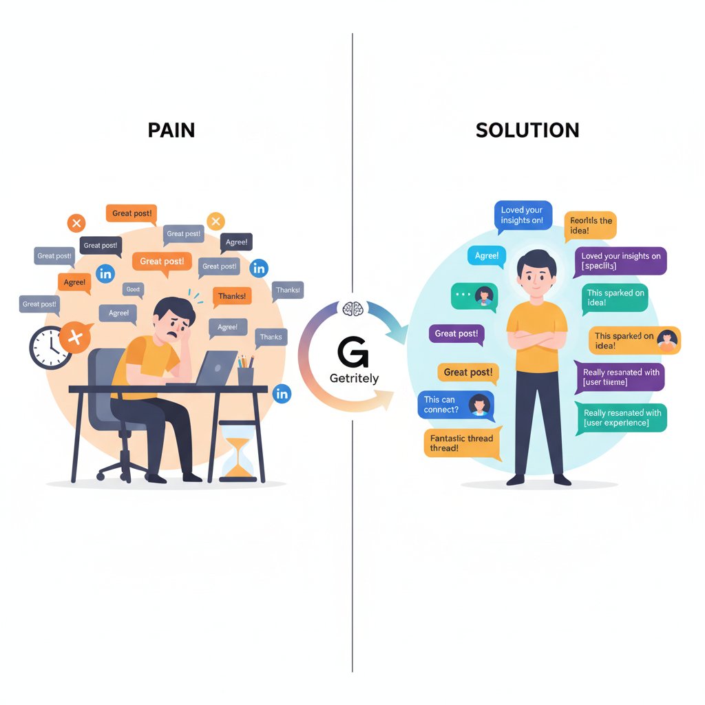 getritely's tweet photo. Reply fatigue hitting hard? 😩 Founders, freelancers, agencies: Stop wasting hours on X/LinkedIn replies.
Imagine an AI that learns your voice &amp; crafts perfect, on-brand responses instantly.

That's Getritely. Free up your time, scale your engagement. https://t.co/zRxe89rdfI