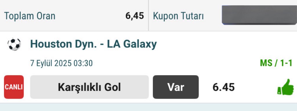 PRİME VİP GRUP 🔥🔥🔥

Gece MLS  maçlarını boş geçmedik 30 oran ve canlıdan 6.45 oran yedik 🔥

29.32 ORAN ✅
6.45 ORAN ✅

PRİME DAİMA YANINDA 👇🔥