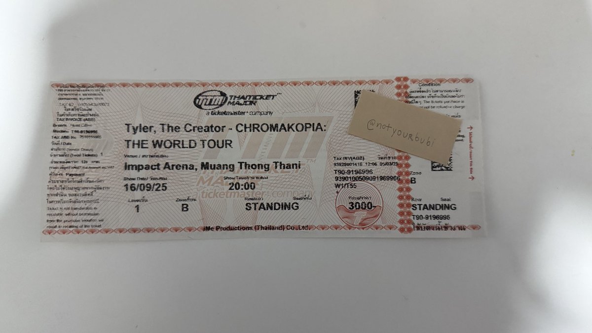 notyourbubi's tweet photo. ปล่อย standing B 1 ใบค่ะ 3500 
นัดรับตามแนวรถไฟฟ้า/ฟิวเจอร์รังสิต

#TylerTheCreatorinbkk https://t.co/fIJnblLS9z