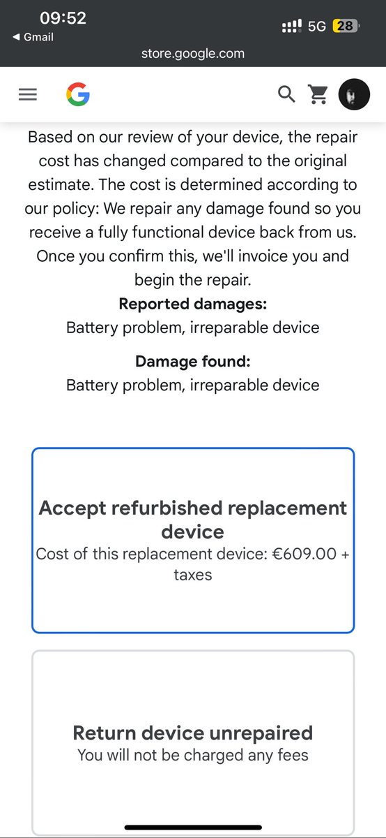 verma_ashit's tweet photo. @madebygoogle @GooglePixel_US 

I have sent my phone for repair for battery problem which is caused by Software updates and the battery is swollen, stopped working.
I sent to repair and I got that it is repairable.
I do not understand why?Google is asking money for refurbishment. https://t.co/5tjuWjmTh0