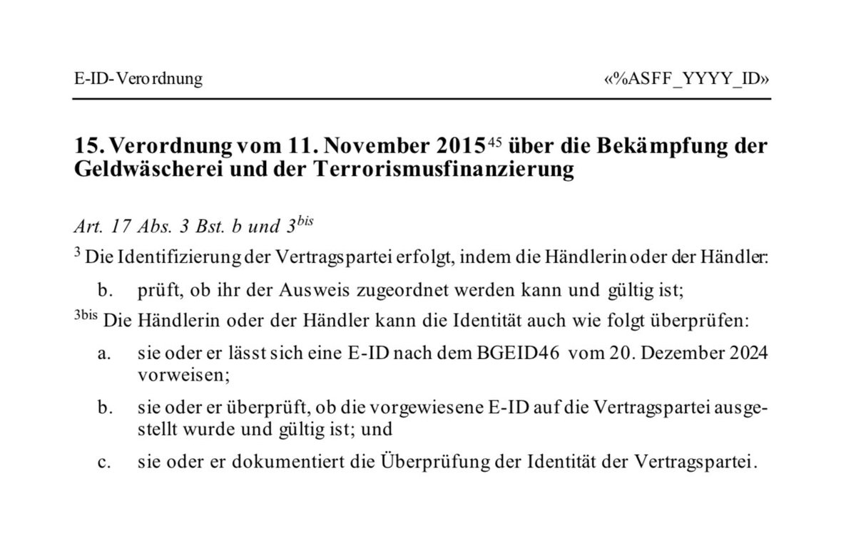 Im Entwurf der E-ID-Verordnung (VEID) wird im Anhang die Identifikationspflicht für Händler beschrieben.

Diese Änderung führt dazu, dass die E-ID beim Online-Shopping faktisch zur Pflicht wird – auch dann, wenn der Shop keine jugendgefährdenden Waren anbietet.

Nein zur E-ID!