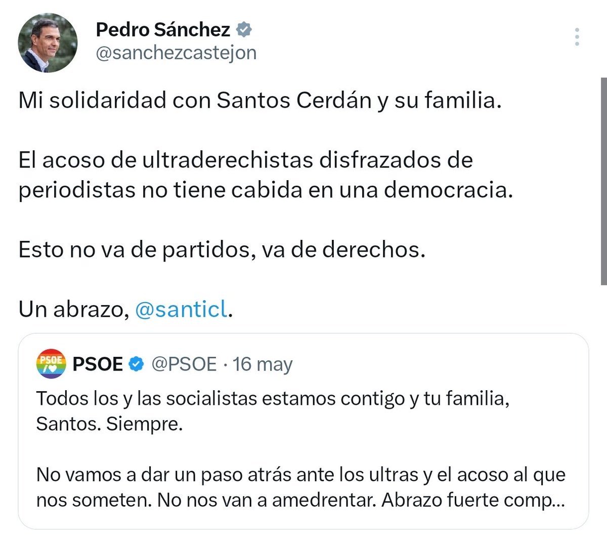 Lo borró. Aquí está. Solidaridad hampona.