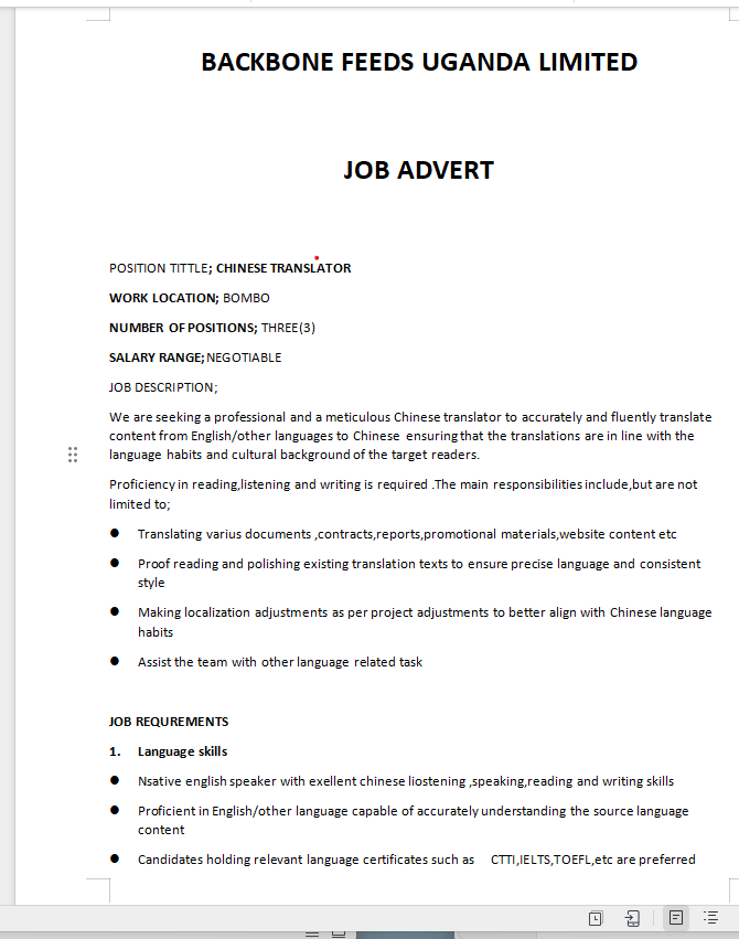 backbone_hr's tweet photo. Chinese translator needed urgently to work in Bombo
Experience; Basic 
contact; O748095244
Email; https://t.co/uYKJ17FvoD https://t.co/BPOnGwQNob