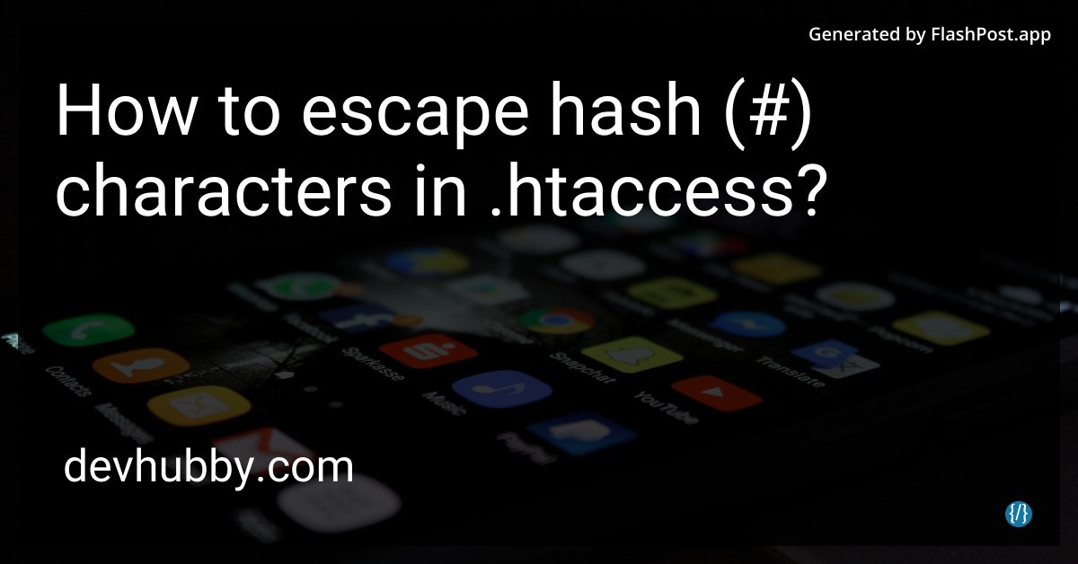 devhubbycom's tweet image. Are these hash characters obsessed with tagging everything? 📌💬
Source: devhubby.com/thread/how-to-…
#Developer #OpenSource #ServerAdmin #Scripting #htaccess #escape