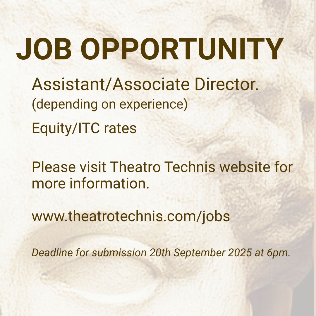 We're looking for an Assistant/Associate Director for an exciting new play! ⁠

Visit our website for more info 👉️ theatrotechnis.com/jobs

#newwriting #theatre #londontheatre
