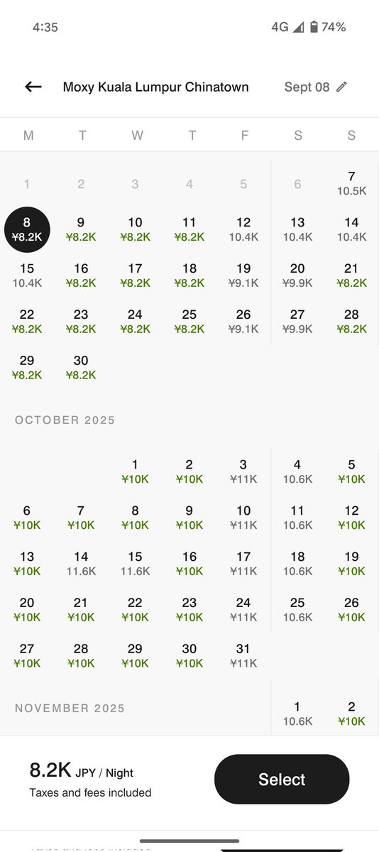 モクシーチャイナタウンKLが1泊2000-5000ポイント付プランを発売中。8200円〜。修行にいかがですか☺️