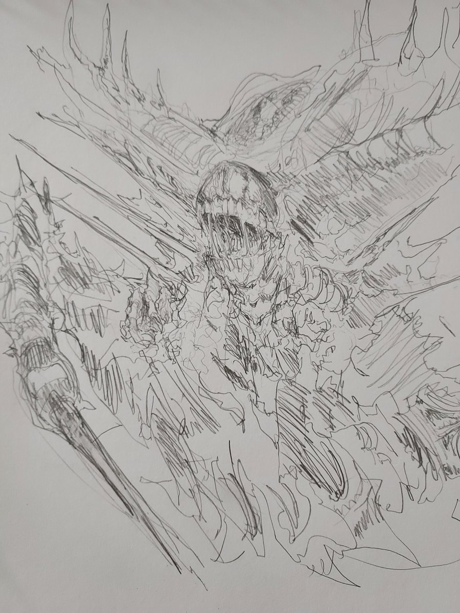 I tried drawing some Xenomorph looking thing since started watching first ep of Alien Earth and got lil inspire! Not entirely accurate but got the vibe down atleast i feel 👽👻💜