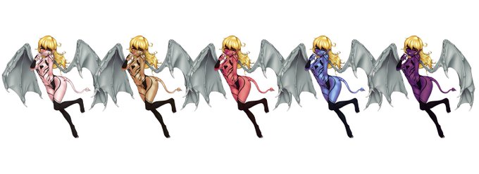 メスガキサキュバスとして描いた夜魔リリム、一応青肌差分もある( 