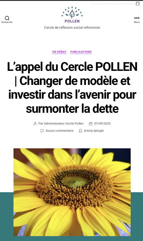 Appel #CerclePOLLEN 🐝 | «Changer de modèle &amp; investir dans l’avenir pour surmonter la #dette !» 

Nos propositions pour redresser finances publiques &amp; sauvegarder modèle social par une contribution proportionnée des diﬀérentes catégories sociales. 

🧵 cercle-pollen.org/2025/09/07/app…